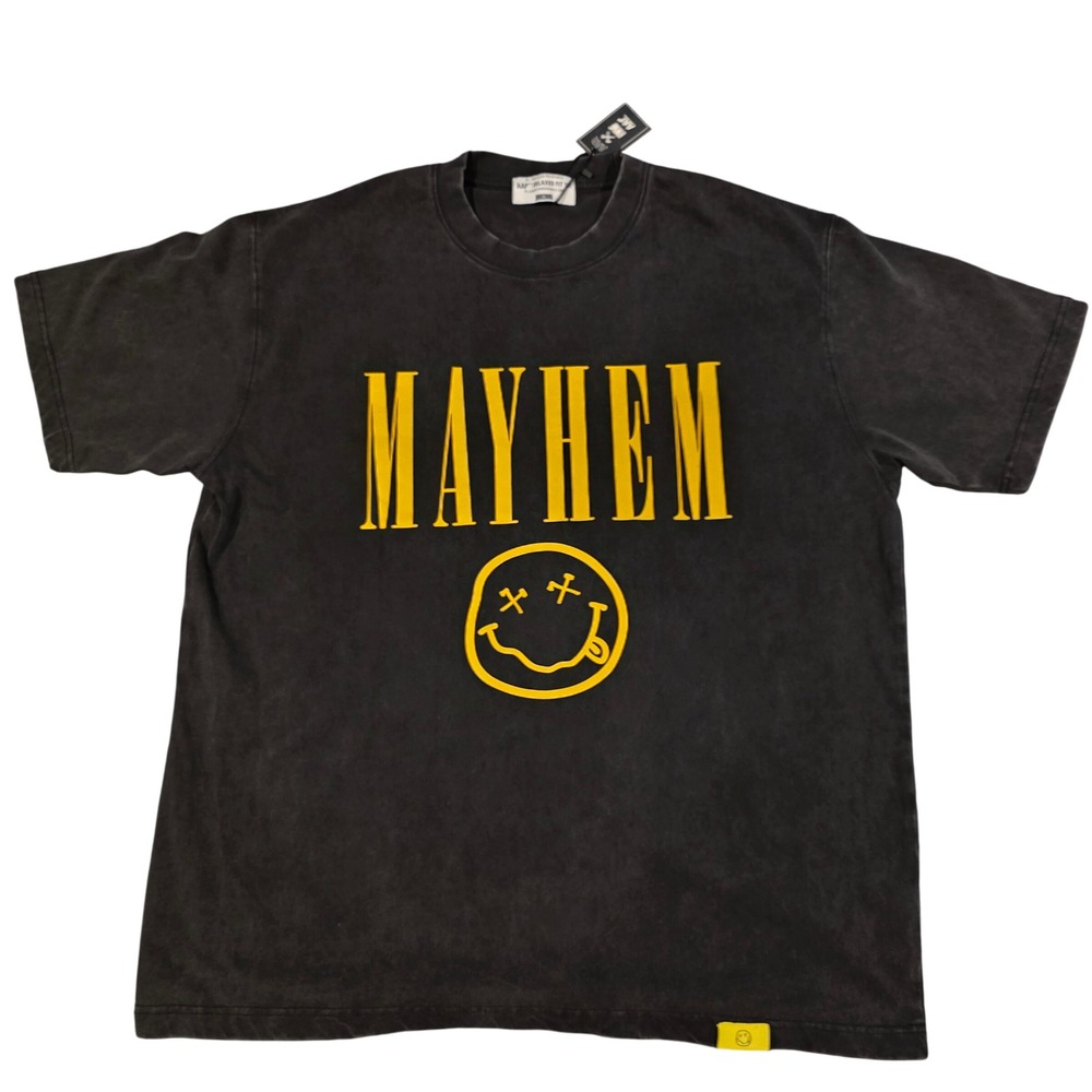 All American Roughneck Mayhem Relaxed Fit Tee Washed Black Graphic T-Shirt XL